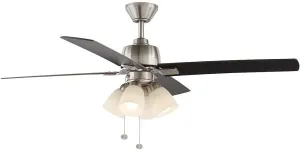 Hampton Bay Malone 54 in. LED Brushed Nickel Ceiling Fan with Light Kit 59254