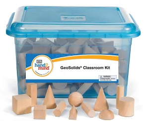 hand2mind Wood Geometric Solid Blocks, 3D Shapes, Classroom Kit (Set of 96)