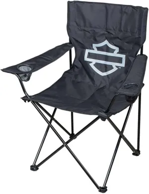 Harley-Davidson Open Bar & Shield Folding Chair w/Storage Bag - Black