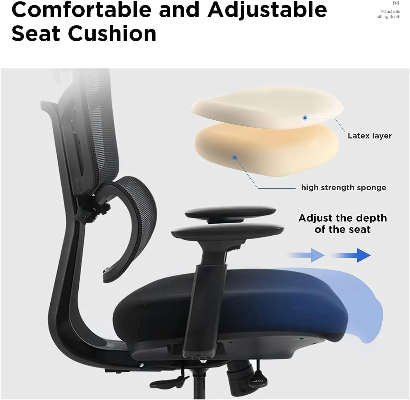Hbada E8 Ergonomic Office Chair Elastic Adaptative Adjustment Back Lumbar Support Computer Chair High-Density Breathable Mesh Desk Chair with 115° Rocking,Black