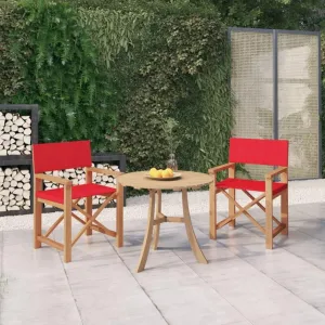 Heavy Duty Beach Chairs Tanning Beach Chair with face holeDirector's Chairs 2 pcs Solid Teak Wood RedSuitable for Garden Patio Living Room