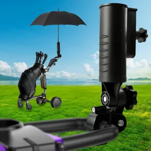 Heavy Duty Golf Push Cart Umbrella Holder, Upgraded Aluminium Alloy Base Ultra Windproof, Universal Umbrella Stand for Golf Cart, Mobility Scooter, Stroller, Wheelchair, Bike, Beach Chair