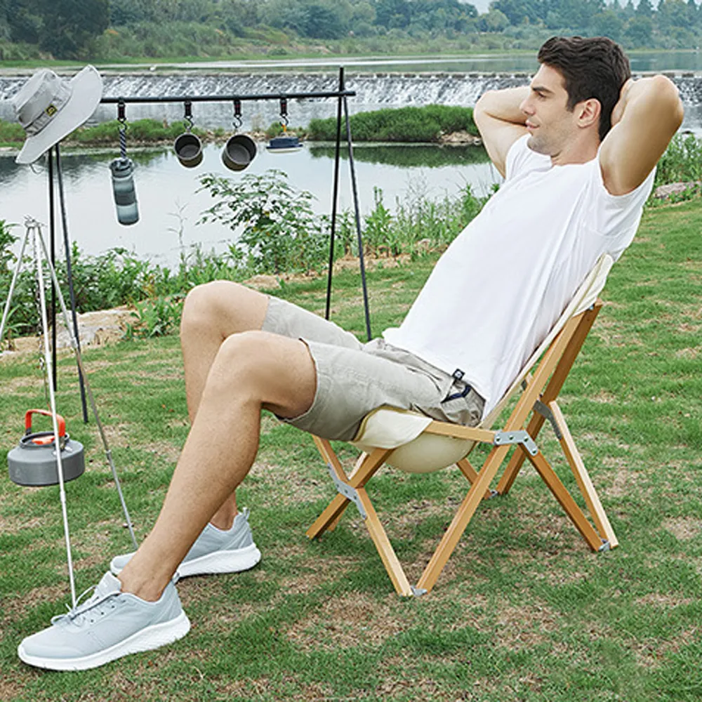 Hewolf Foldable Wooden Chair Khaki - Small