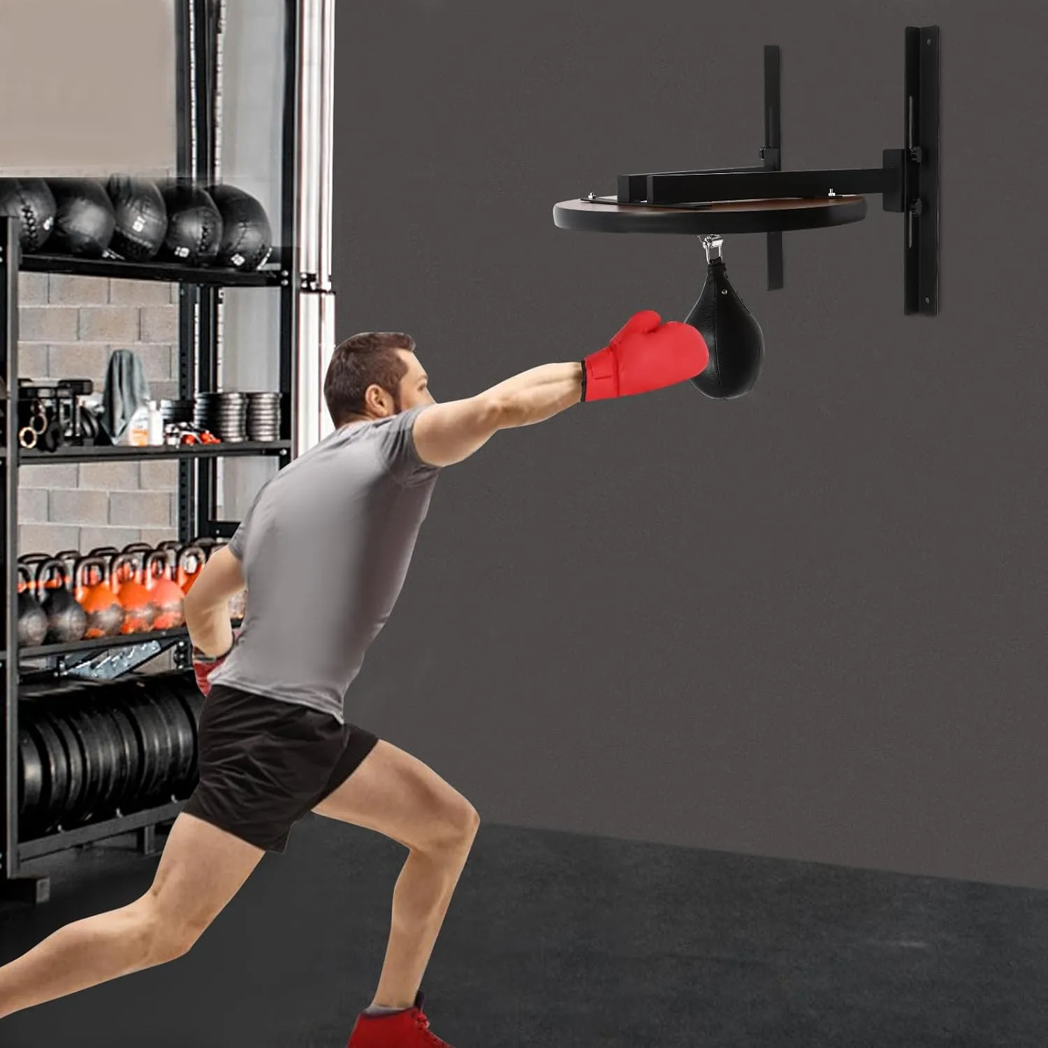 Hi-Impact Adjustable Speed Bag Platform, Speed Bag Platform Kit, Heavy Duty Boxing Training Equipment with Punching Ball