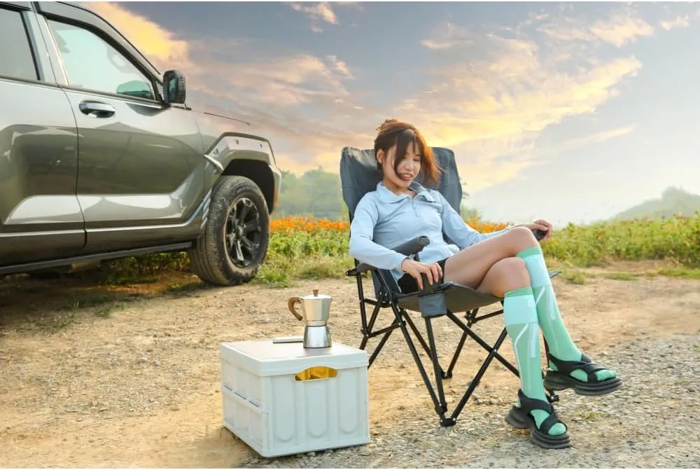 High Back Lawn Chair 250LBS Capacity, Folding Camping Chair with Cup Holder, Portable Collapsible Outdoor Chair for Backyard, Beach, Picnic, Fishing (Gray)