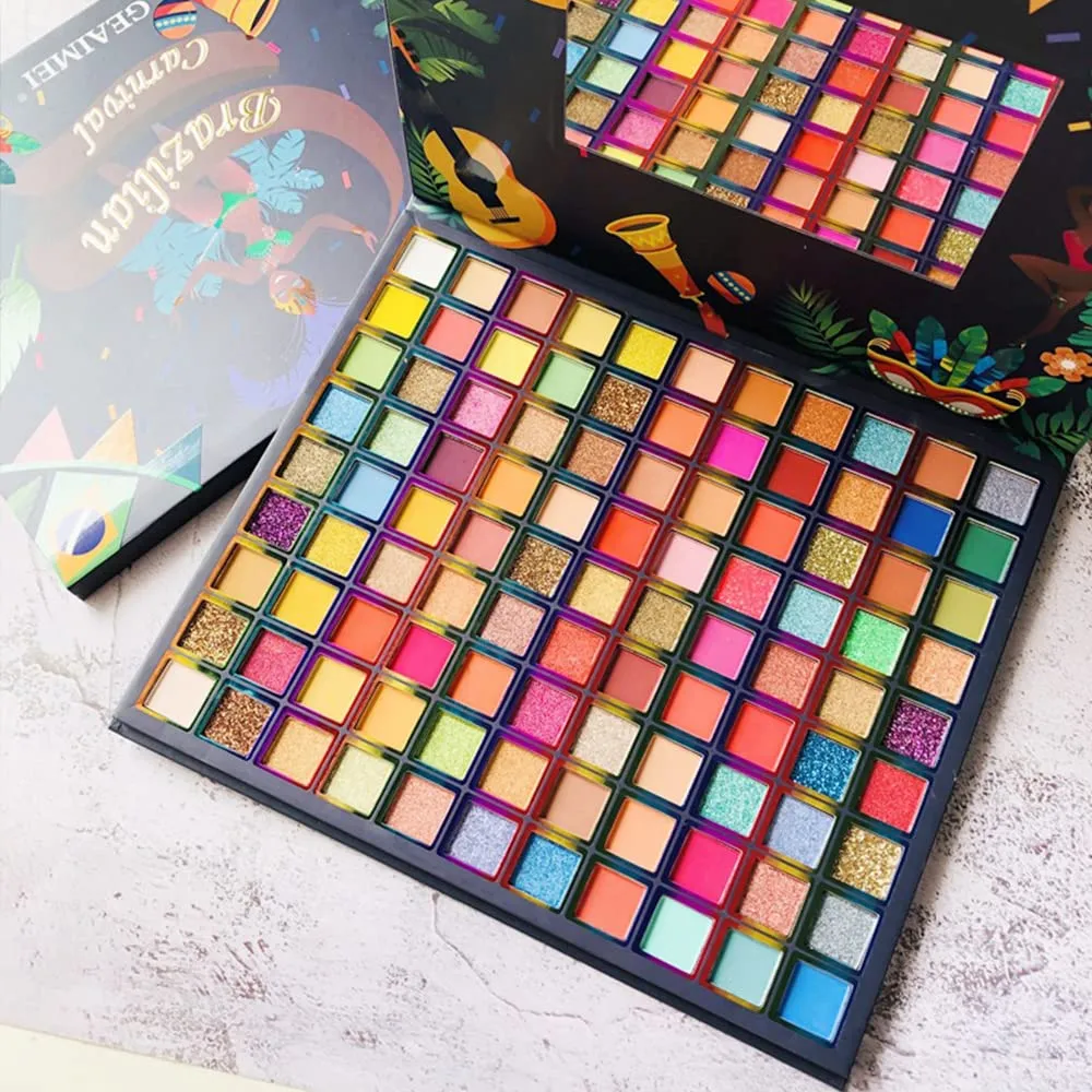 Highly Pigmented Eye Makeup Palette , 99 Colors Matte Shimmer Metallic Eyeshadow Pallet Long Lasting Blendable Natural Colors Waterproof Make Up Eye Shadows Cosmetics Gift Kit-Great for Travel (Brazilian Carnival)