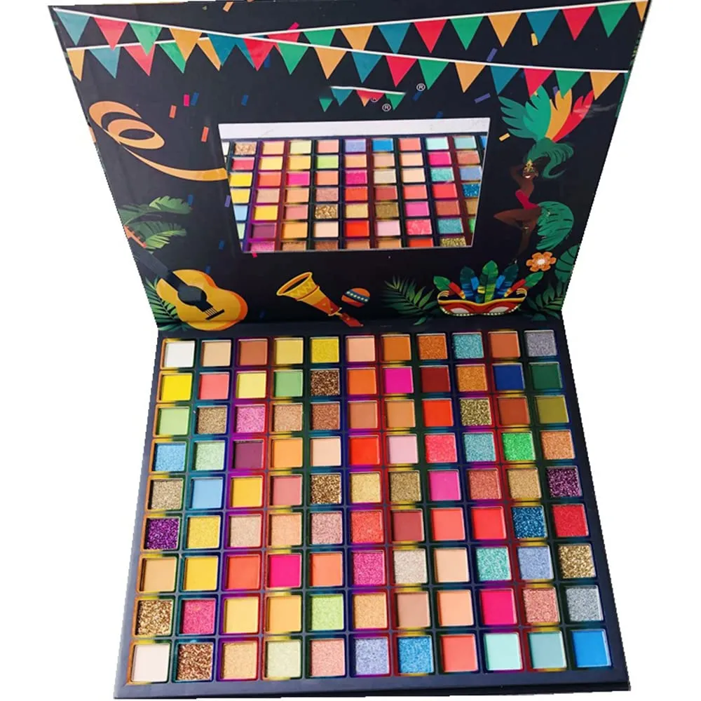 Highly Pigmented Eye Makeup Palette , 99 Colors Matte Shimmer Metallic Eyeshadow Pallet Long Lasting Blendable Natural Colors Waterproof Make Up Eye Shadows Cosmetics Gift Kit-Great for Travel (Brazilian Carnival)