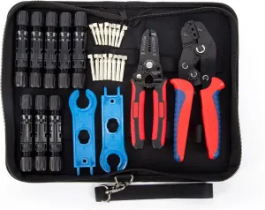 HKS Solar PV Panel Crimping Tool Kit with Crimper Stripper and 8 Pairs Solar connectors and 1Pair Solar Connector Spanner Wrench, Crimper Tool for Solar Cable AWG14-10,2.5/4/6mm²