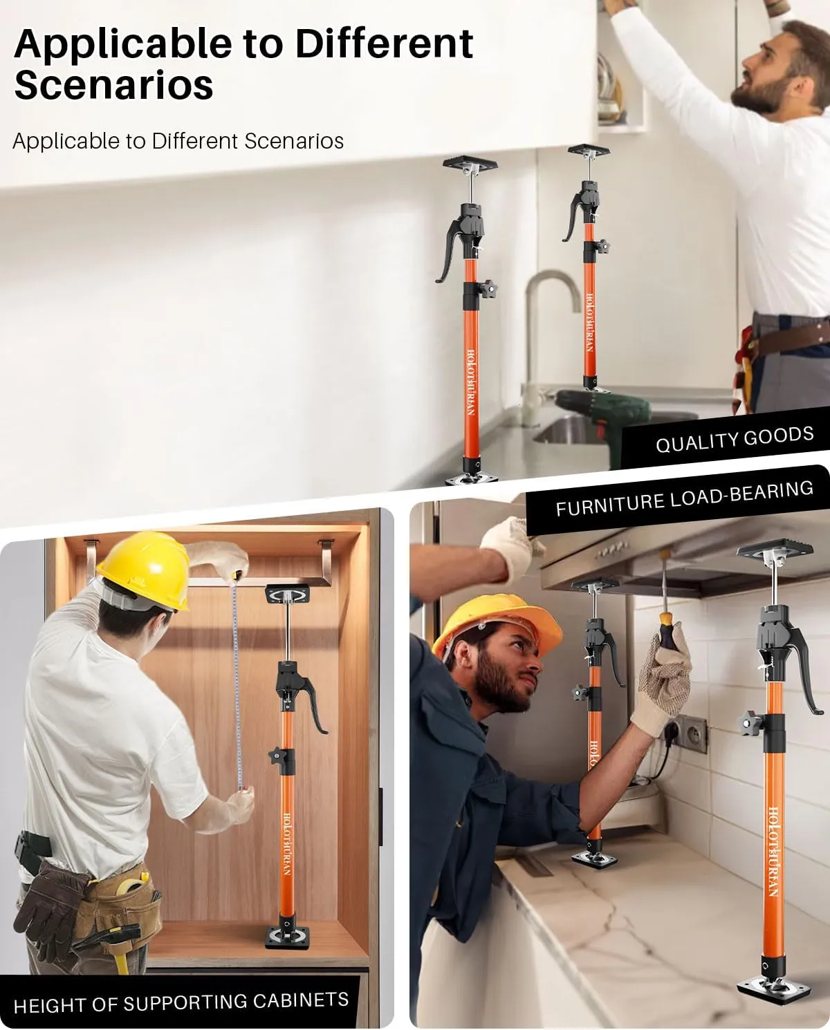 HOLOTHURIAN Cabinet Jack Support Pole,23.6-45.3 inches Third Hand Tools Adjustable Support Pole, 3rd Hand Support System for Upper Cabinet Installation, 200 LB Capacity, 1-Pack