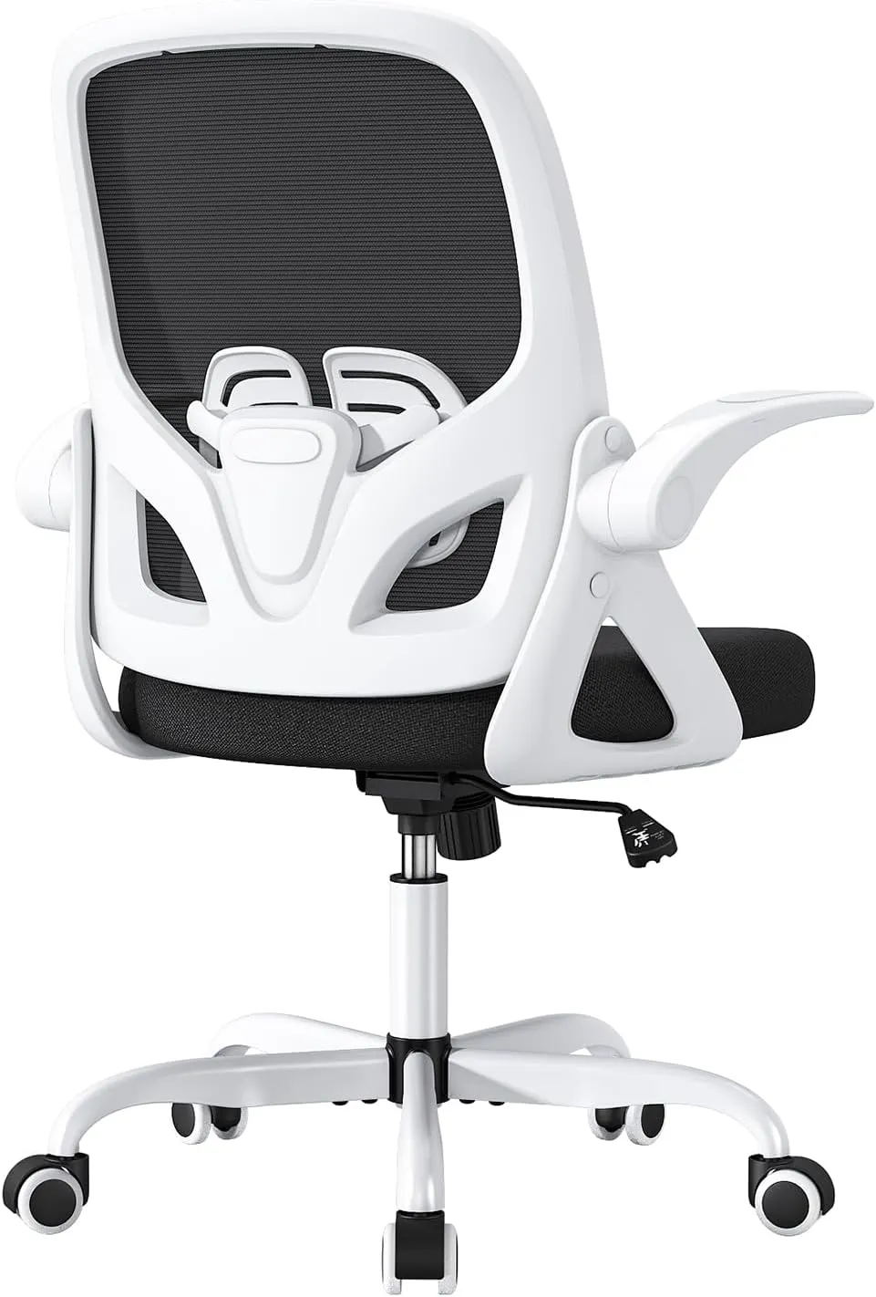 Home Office Desk Chair with Supportive Lumbar Support and Flip up Arms, Breathable Double Mesh Ergonomic Home Desk Chair for Home or Work with Extended Height(White)