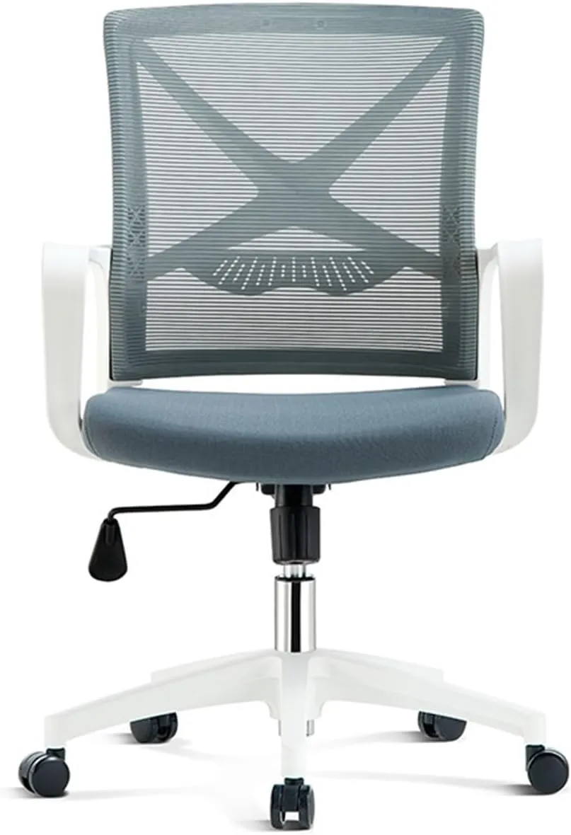 Home Office Desk Chairs, Swivel Chair Liftable and Rotating Comfortable Breathable Mesh Backrest Office Computer Chair (Color : White Frame Gray)
