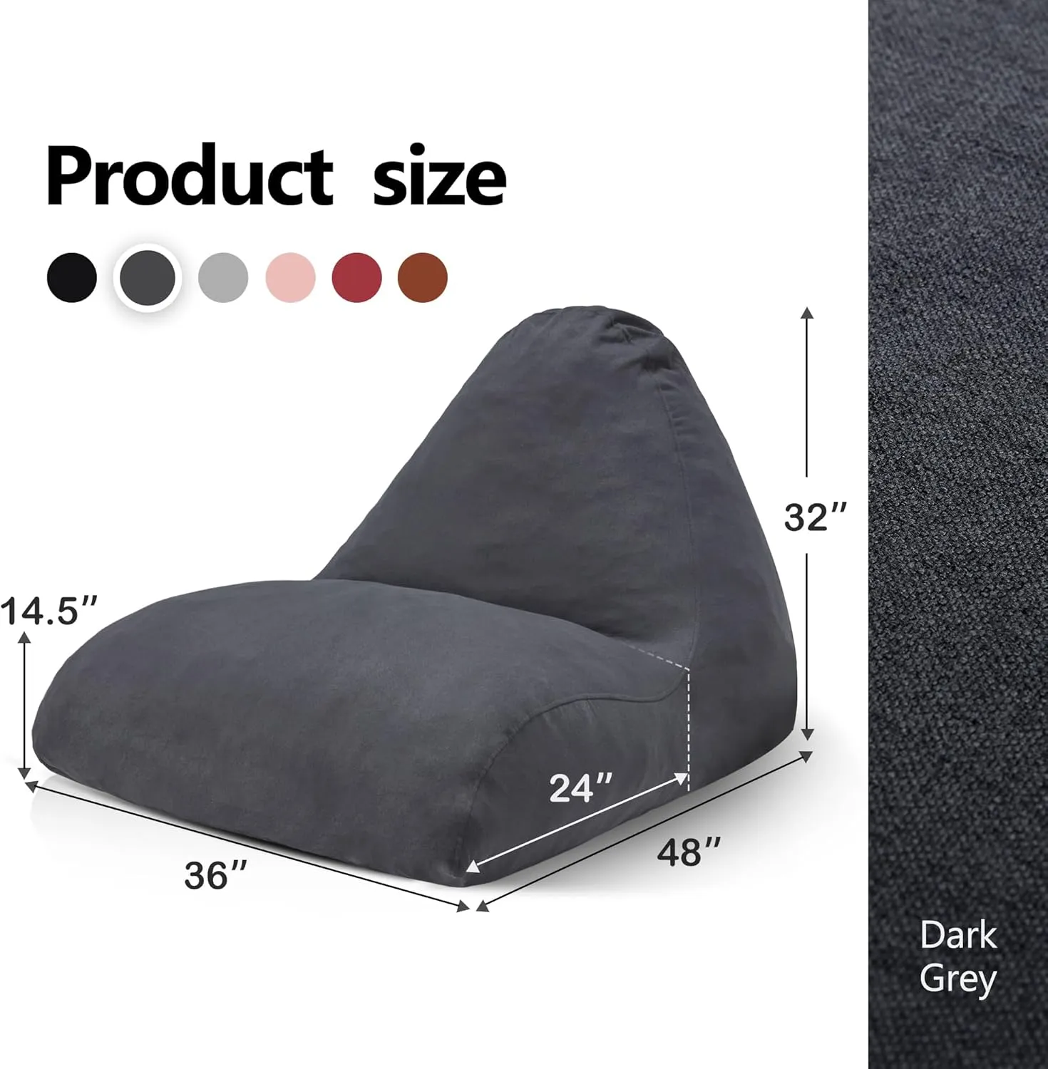 Homguava Bean Bag Chair Sofa Memory Foam Pre-Filled Bean Bag Chairs Stuffed Beanbag Sofa Lazy Bean Bag for Adults, Bean Bag Couch for Gaming, Reading & Relaxing(Linen, Dark Grey)