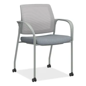 HON® Ignition Series Mesh Back Mobile Stacking Chair, 25 x 21.75 x 33.5, Basalt Seat, Fog Back, Textured Silver Base