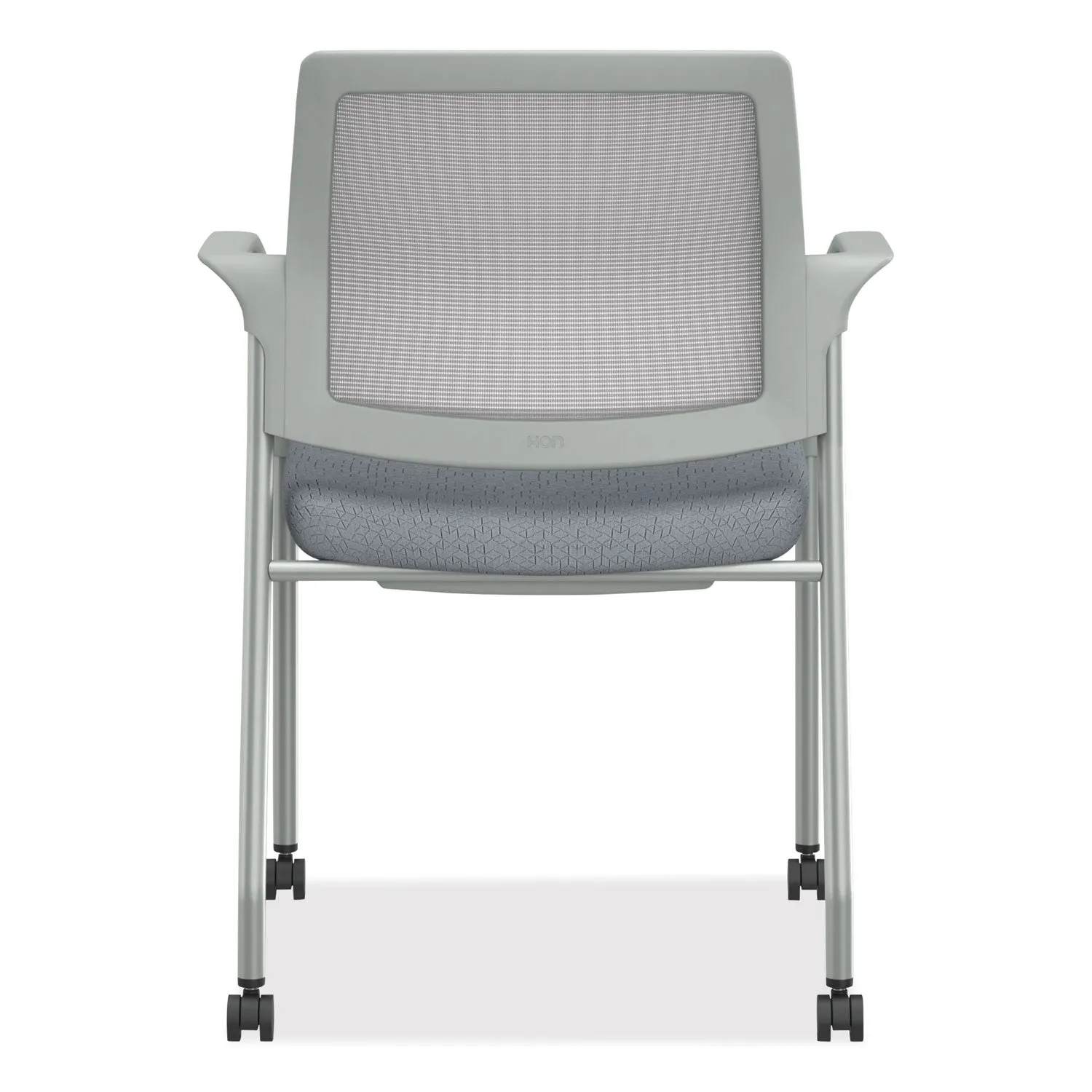 HON® Ignition Series Mesh Back Mobile Stacking Chair, 25 x 21.75 x 33.5, Basalt Seat, Fog Back, Textured Silver Base