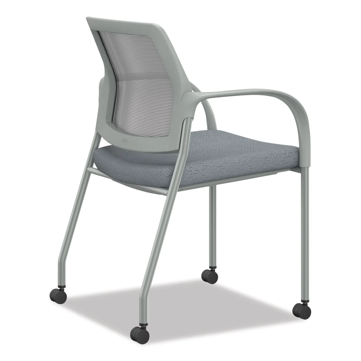 HON® Ignition Series Mesh Back Mobile Stacking Chair, 25 x 21.75 x 33.5, Basalt Seat, Fog Back, Textured Silver Base