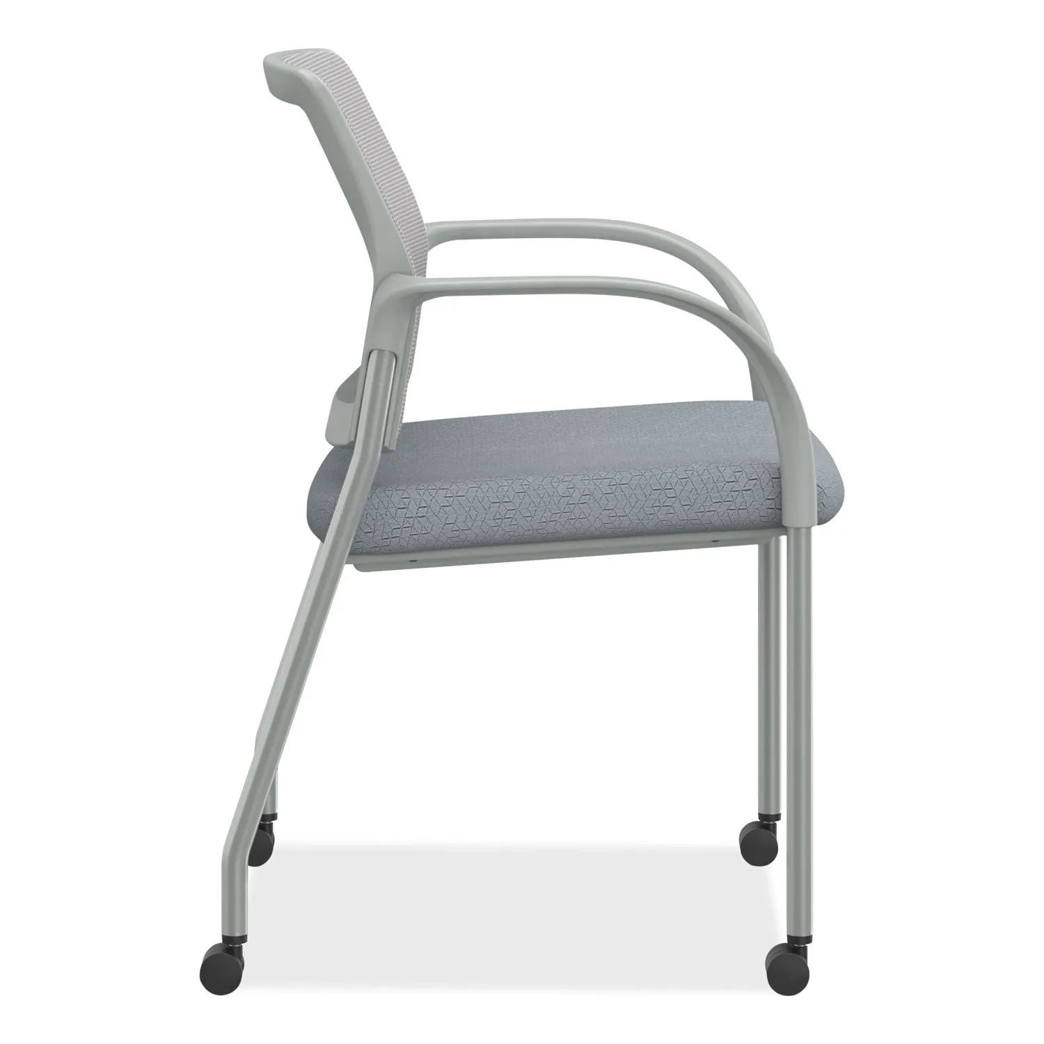 HON® Ignition Series Mesh Back Mobile Stacking Chair, 25 x 21.75 x 33.5, Basalt Seat, Fog Back, Textured Silver Base