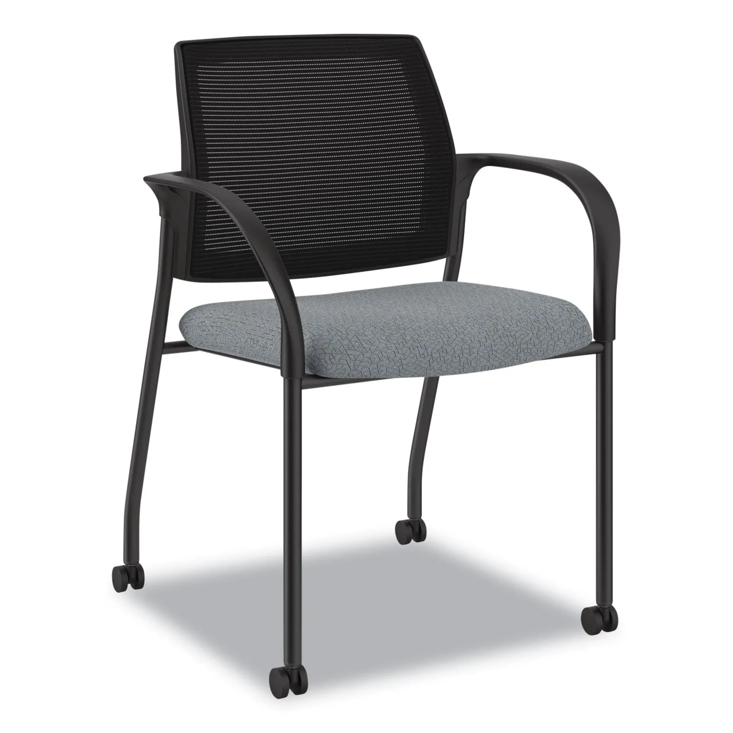 HON® Ignition Series Mesh Back Mobile Stacking Chair, Fabric Seat, 25 x 21.75 x 33.5, Basalt/Black