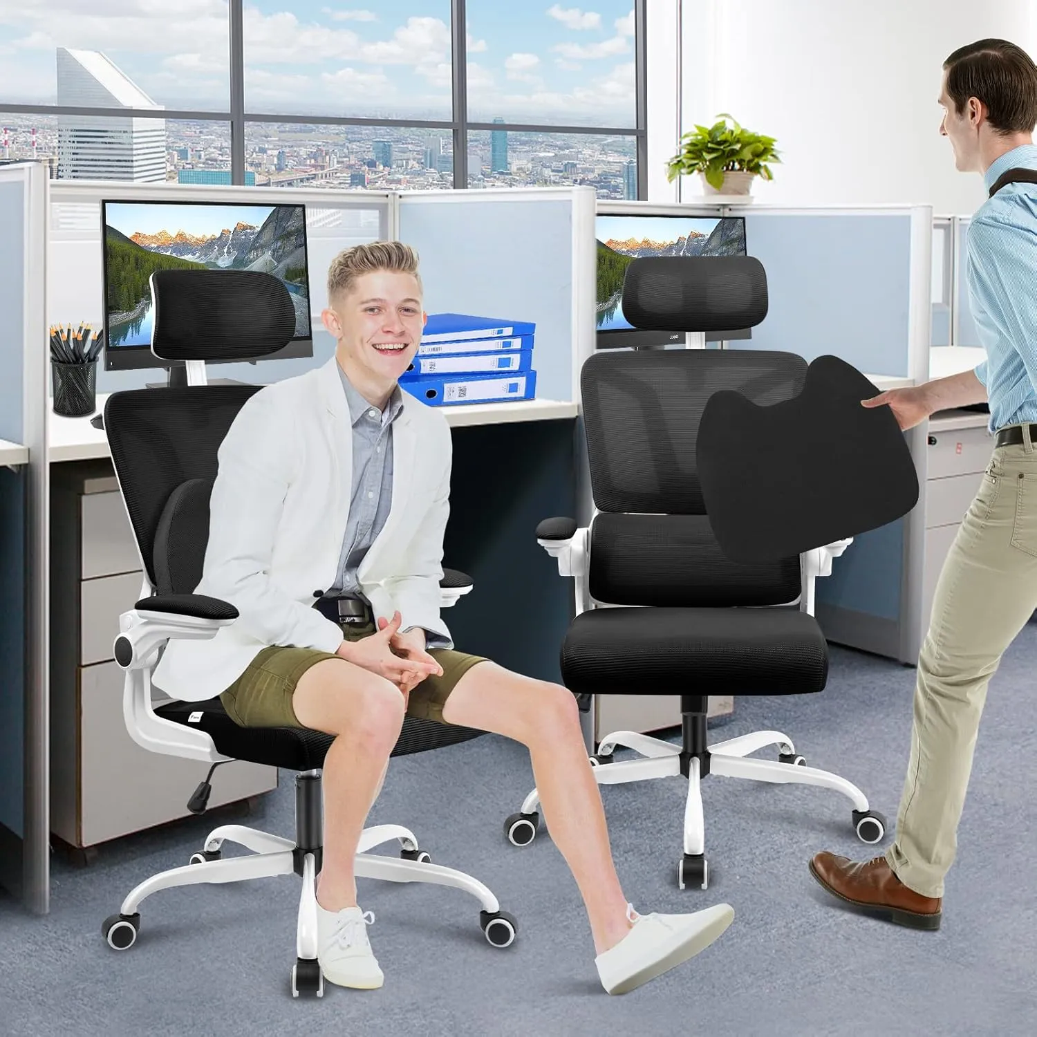 Huracan Ergonomic Office Chair, Mesh Computer Desk Chair with Lumbar Support, High Back Gaming Chair for Home Office, Black