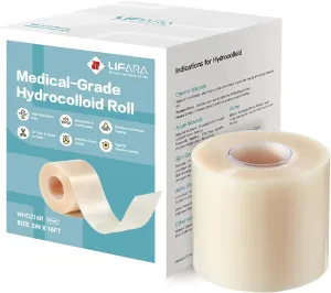 Hydrocolloid Roll for Wound Care - Cut-to-Size, Extra Large Hydrocolloid Patch Bandages with Self-Adhesive, Ultra Absorbent, Flexible & Waterproof, First Aid Kit Essential (2in*16ft)