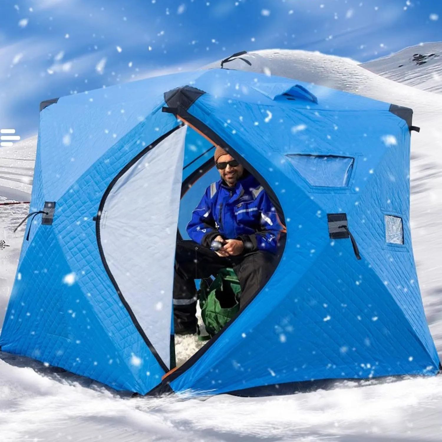 ice Fishing shelter Insulated Winter Portable Thickened Cold-Proof, Wind-Resistant and Warm Tent for 2-3 People(Color:1)