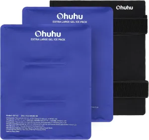 Ice Packs for Injuries 14" X 11": Ohuhu 2 Pack Hot Cold Gel Ice Pack X-Large Reusable Ice Packs with Wrap Flexible Pain Relief for Shoulder Legs Knee Back Hip Aches Injury Muscle Pain-Blue