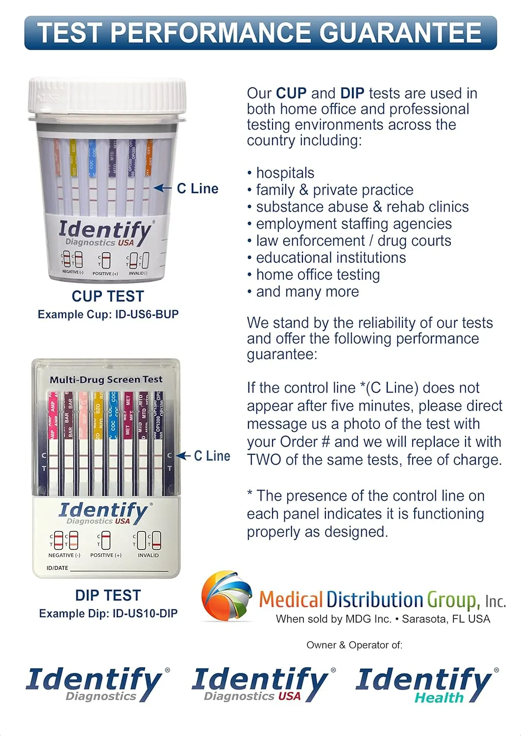 Identify Diagnostics USA Drug Screen Test | 5 Pack | Made in USA 14 Panel CLIA Waived Instant Urine Drug Test Kit with 6 Adults for AMP,BAR,BUP,BZO,COC,EDDP,MDMA,MET,MTD,MOP|OPI,OXY,PCP,TCA,THC