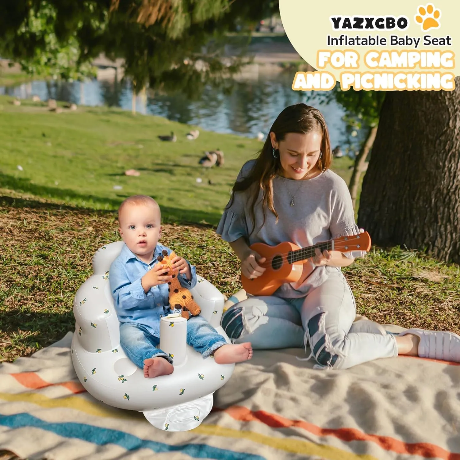 Inflatable Baby Seat for Babies 4-36 Months Inflatable Baby Chair Infant Back Support Sofa Newborn to Toddler Portable Baby Floor Seats for Sitting Up Baby Floor Seater