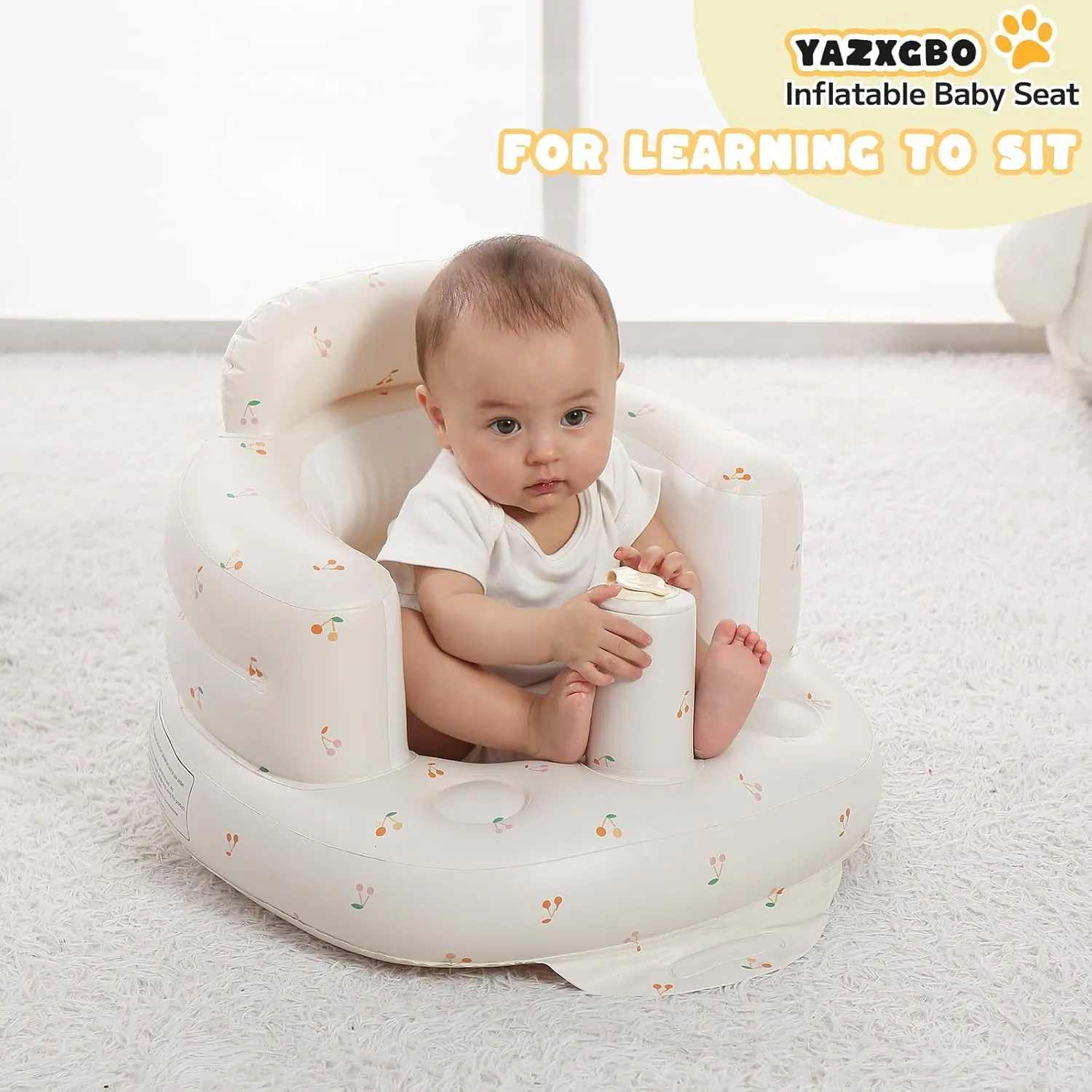 Inflatable Baby Seat for Babies 4-36 Months Inflatable Baby Chair Infant Back Support Sofa Newborn to Toddler Portable Baby Floor Seats for Sitting Up Baby Floor Seater
