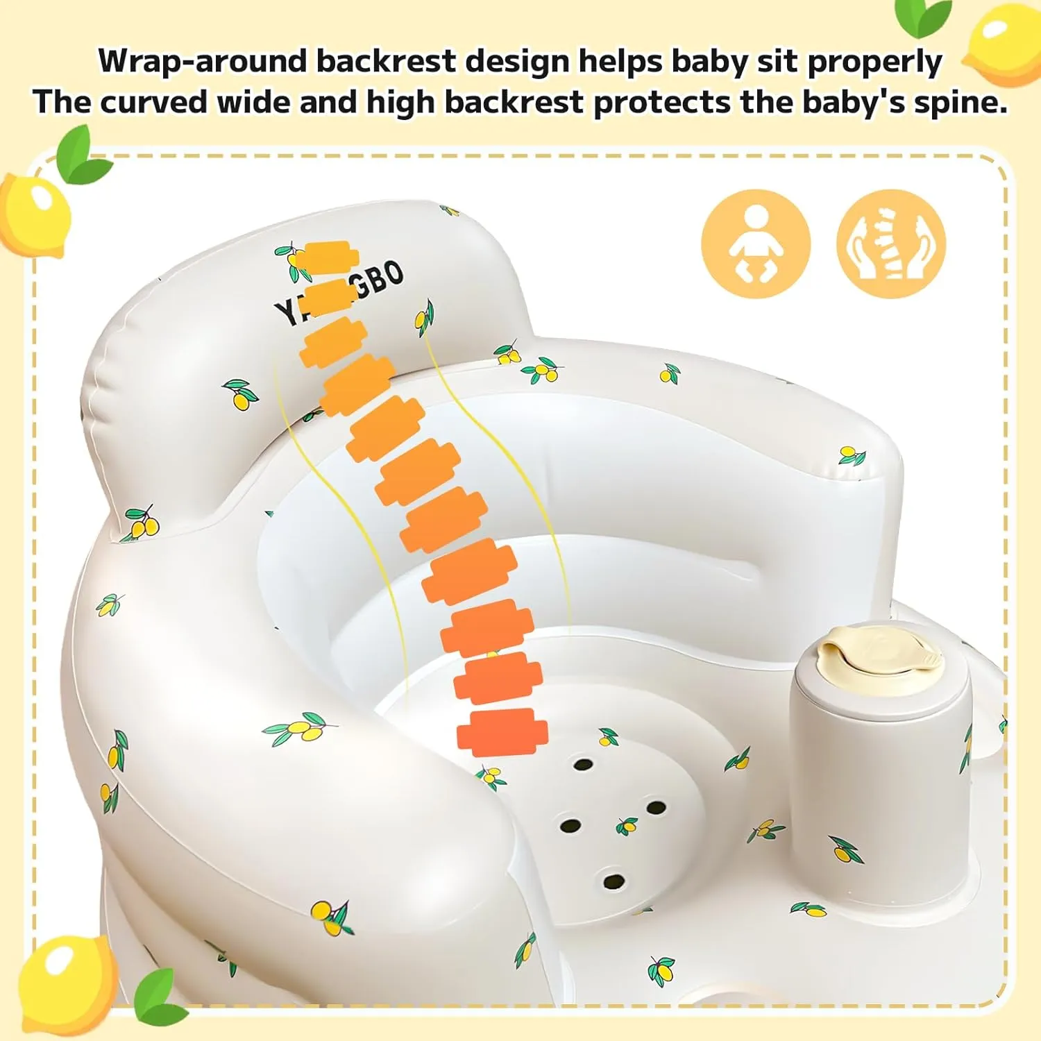 Inflatable Baby Seat for Babies 4-36 Months Inflatable Baby Chair Infant Back Support Sofa Newborn to Toddler Portable Baby Floor Seats for Sitting Up Baby Floor Seater