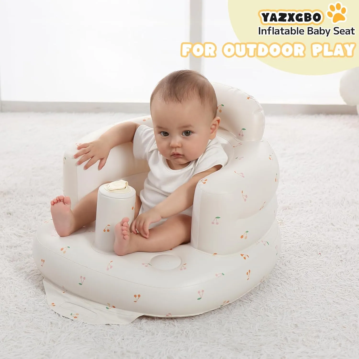 Inflatable Baby Seat for Babies 4-36 Months Inflatable Baby Chair Infant Back Support Sofa Newborn to Toddler Portable Baby Floor Seats for Sitting Up Baby Floor Seater