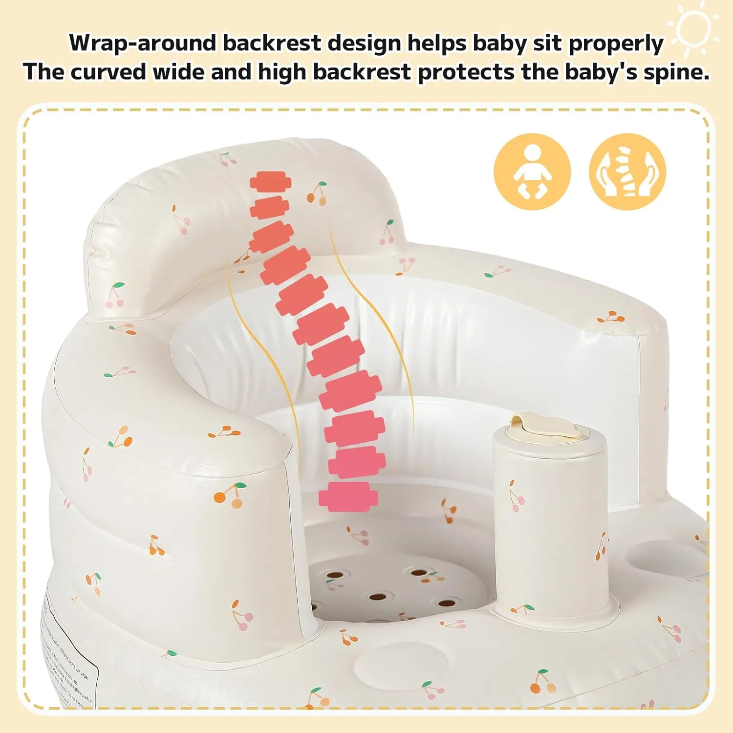 Inflatable Baby Seat for Babies 4-36 Months Inflatable Baby Chair Infant Back Support Sofa Newborn to Toddler Portable Baby Floor Seats for Sitting Up Baby Floor Seater