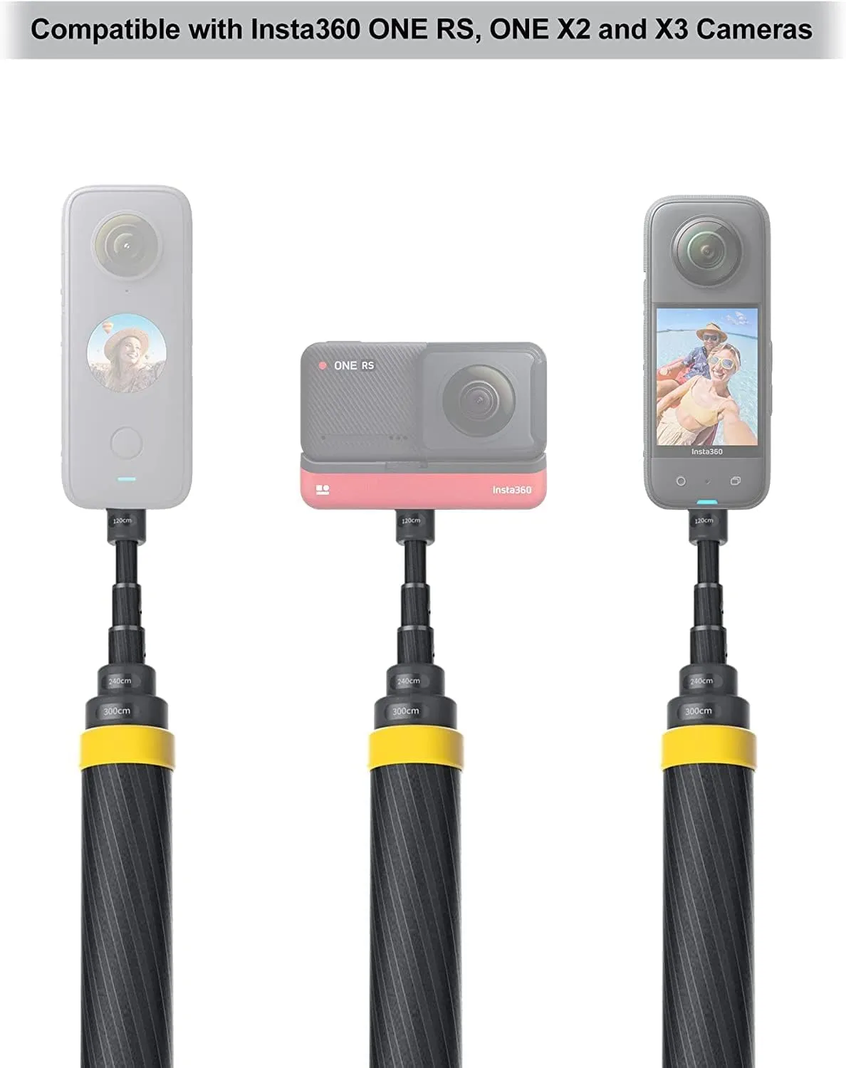Insta360 Extended 3m Selfie Stick for X4/ACE PRO/GO3/X3/ ONE RS 1-inch/One RS/GO2/X2