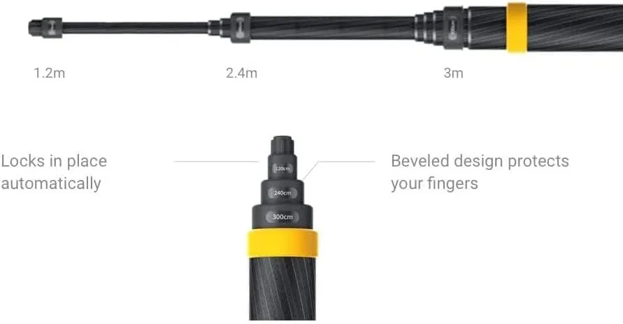 Insta360 Extended 3m Selfie Stick for X4/ACE PRO/GO3/X3/ ONE RS 1-inch/One RS/GO2/X2