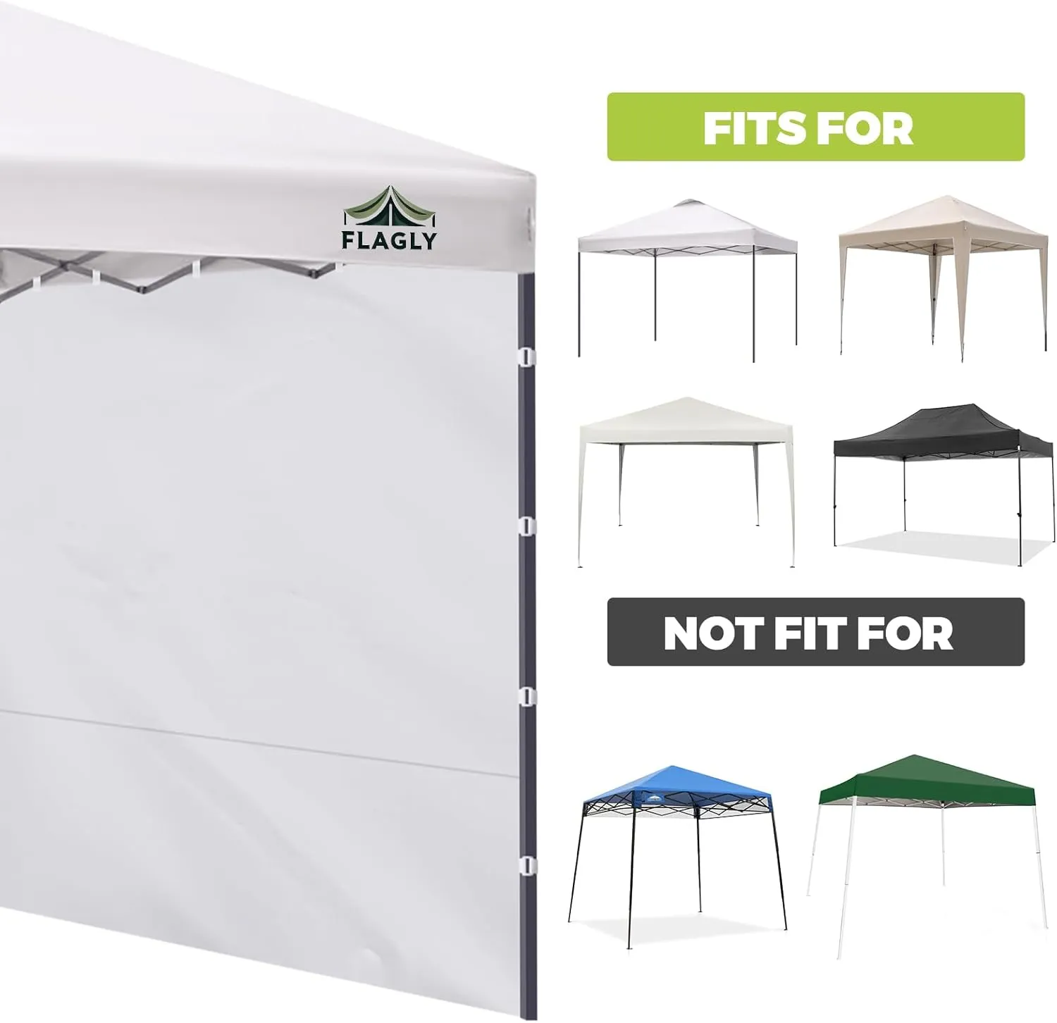 Instant Canopy Sidewalls for 10x10 Pop Up Canopy Tent, 300D Waterproof Material for Outdoor Events, Vendor Booths, and Privacy (Sidewalls Only, Canopy Not Included)