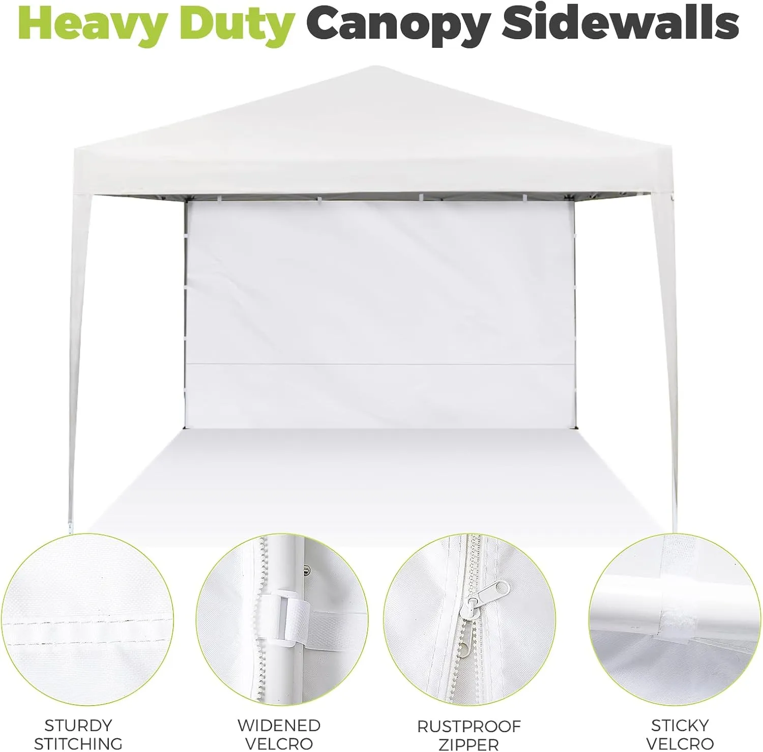 Instant Canopy Sidewalls for 10x10 Pop Up Canopy Tent, 300D Waterproof Material for Outdoor Events, Vendor Booths, and Privacy (Sidewalls Only, Canopy Not Included)