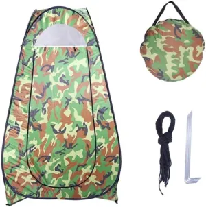 Instant Pop Up Tent for Outdoor Shower, Changing Room & Toilet Privacy - Lightweight Waterproof Shelter with Built-in Storage Bag, U-Zipper & Stakes for Camping, Beach, Hiking (Camouflage)