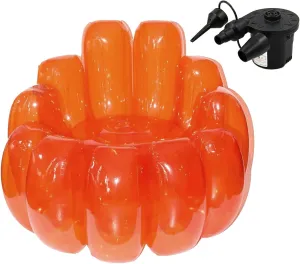 Jelly Inflatable Chair, The Jelly Collection, Portable Blow Up Couch, Inflatable Sofa Seat Furniture for Home Yard Patio Camping (Orange)