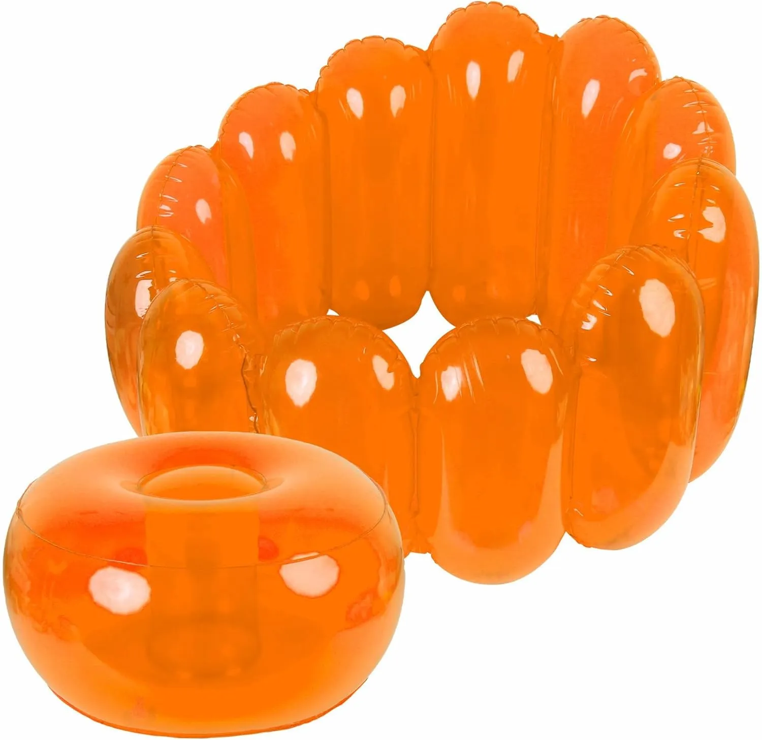 Jelly Inflatable Chair, The Jelly Collection, Portable Blow Up Couch, Inflatable Sofa Seat Furniture for Home Yard Patio Camping (Orange)
