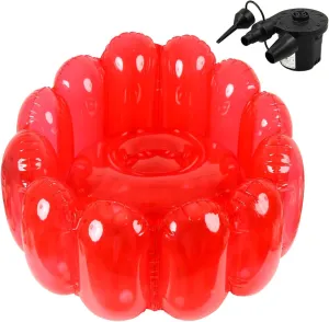 Jelly Inflatable Chair, The Jelly Collection, Portable Blow Up Couch, Inflatable Sofa Seat Furniture for Home Yard Patio Camping (Red)