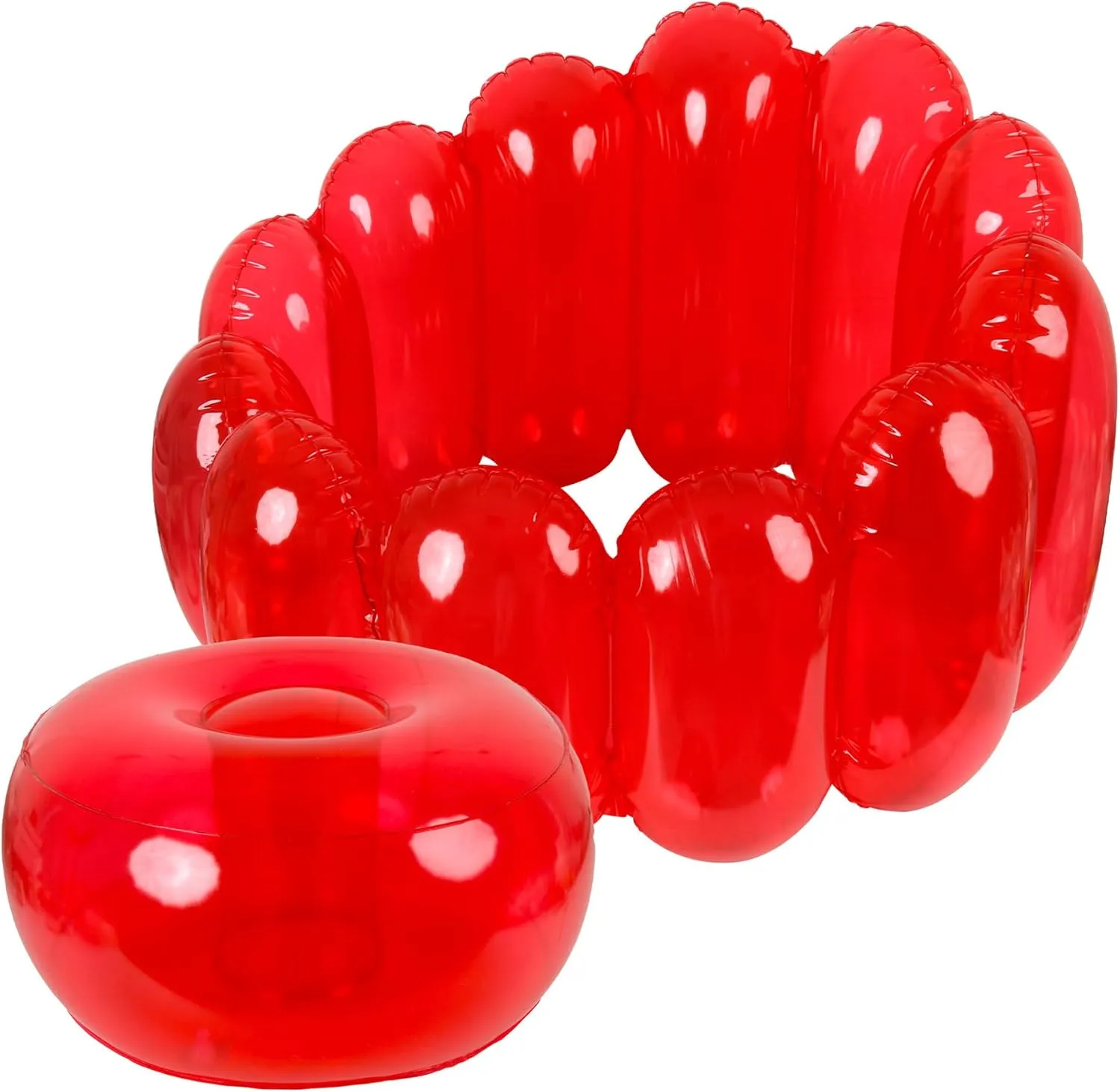 Jelly Inflatable Chair, The Jelly Collection, Portable Blow Up Couch, Inflatable Sofa Seat Furniture for Home Yard Patio Camping (Red)