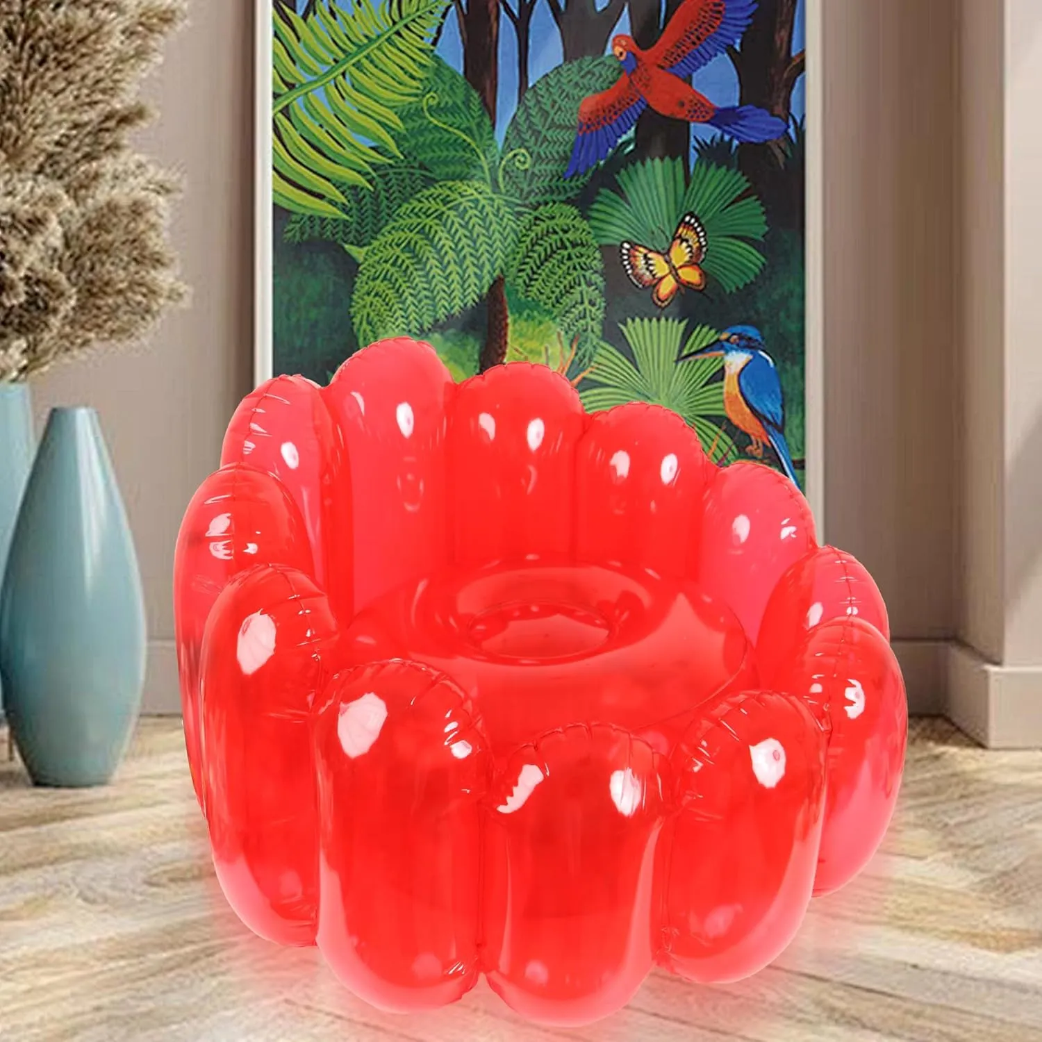 Jelly Inflatable Chair, The Jelly Collection, Portable Blow Up Couch, Inflatable Sofa Seat Furniture for Home Yard Patio Camping (Red)