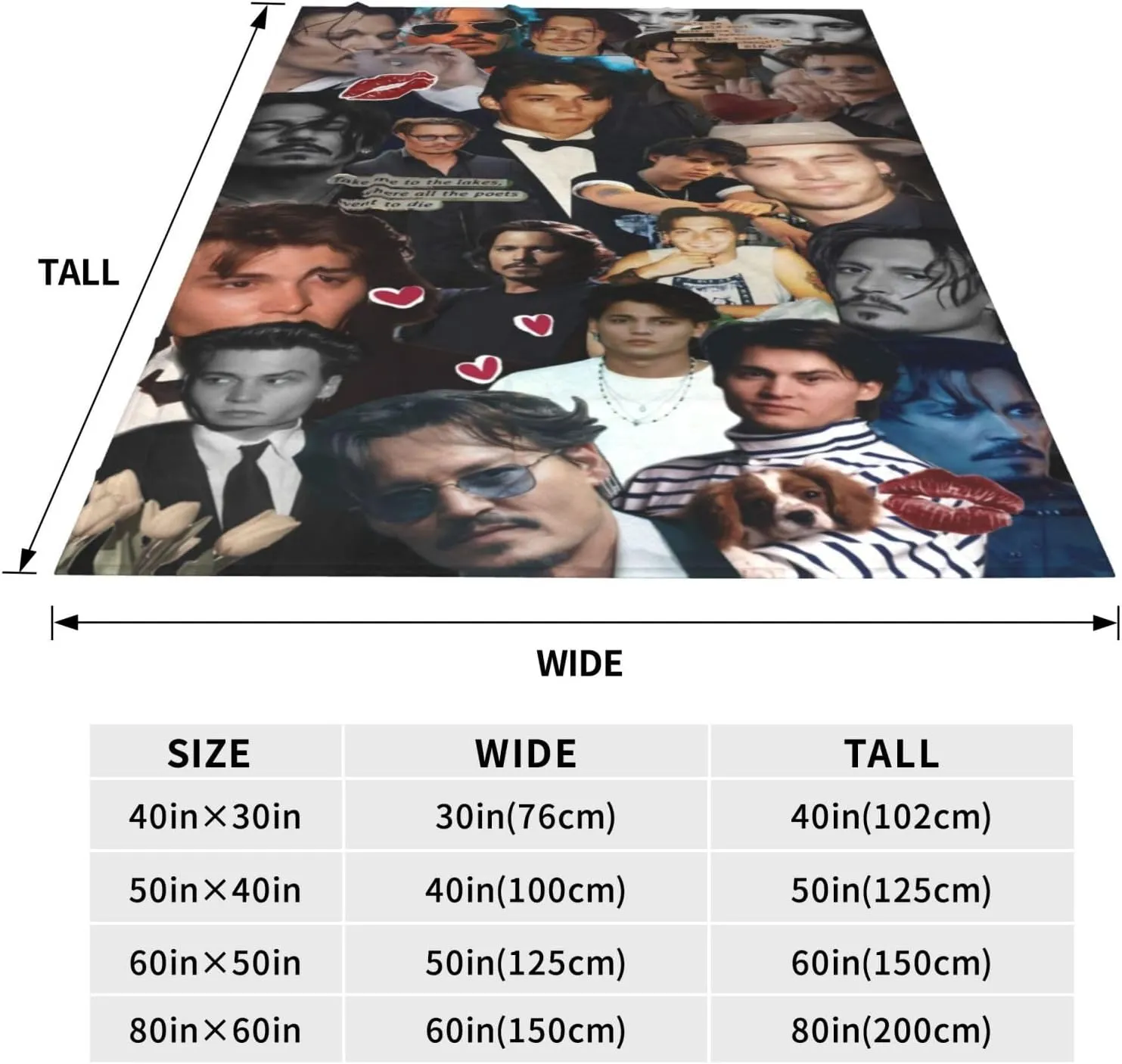 Johnny Depp Blanket Flannel Fleece Printed Throw Blankets Ultra Soft Micro Warm Blanket for All Season Bedding Chair Sofa Couch Bed 50"x40"
