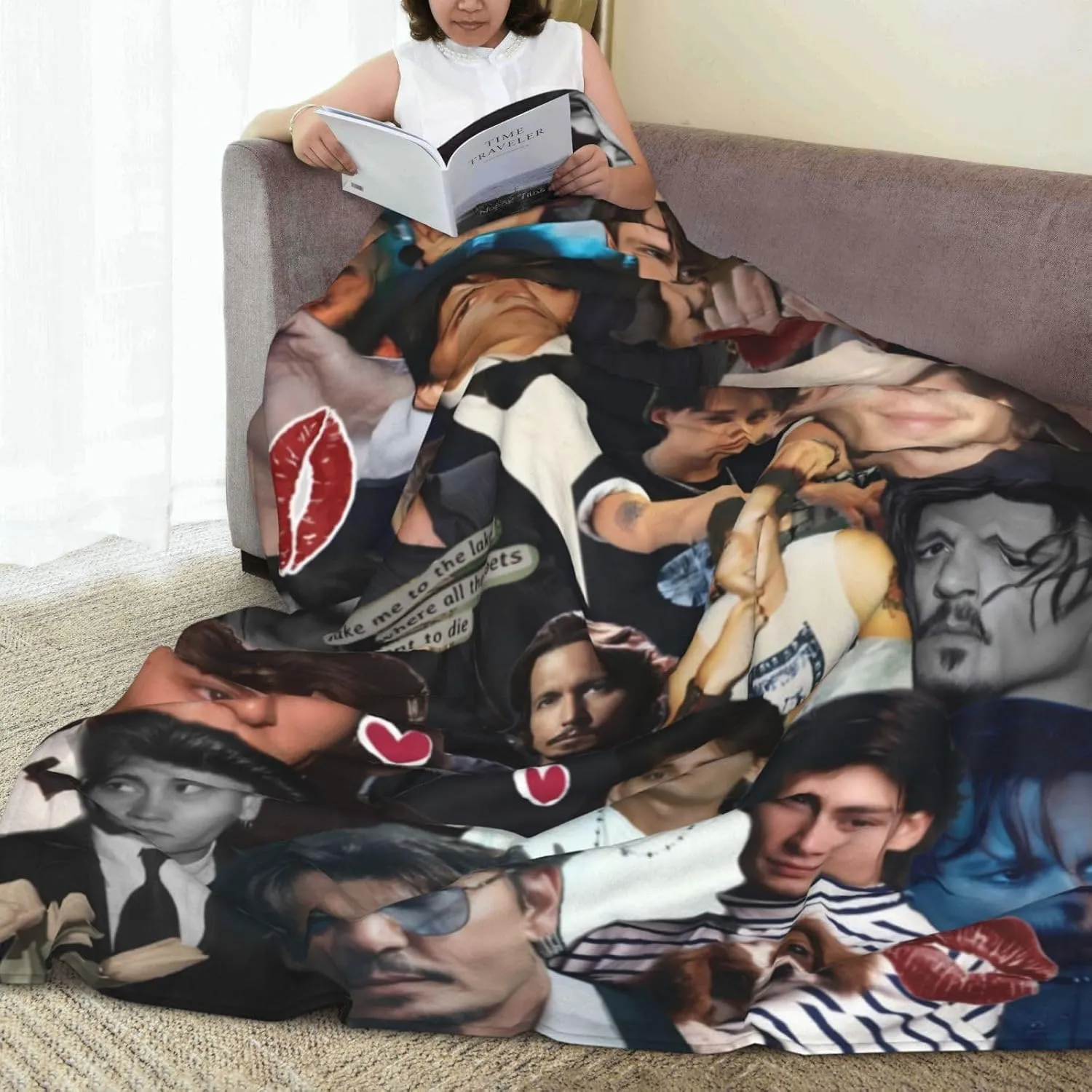 Johnny Depp Blanket Flannel Fleece Printed Throw Blankets Ultra Soft Micro Warm Blanket for All Season Bedding Chair Sofa Couch Bed 50"x40"