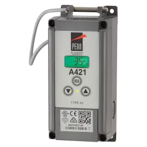 Johnson Controls A421AED-01C Penn Series A421 Line-Voltage Type 4X Electronic Temperature Control with Off-Cycle Defrost Timer, IP67 Weathertight Enclosure, Temperature Sensor with 9-7/8" Cable