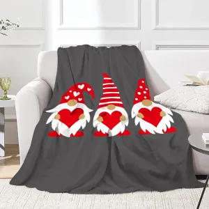 JOOCAR Flannel Throw Blanket Christmas Valentine's Day Cute Three Gnomes Love Cozy&Soft Plush Blankets for Bed Couch Living Room Sofa Chair