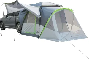 JOYTUTUS SUV Tent with Screen Porch and Awning for Family Camping, 60% More Space Car Tent for 5-9 Person, Dual-Use SUV or Camping with Rainfly, Double Door, Starry Sky Roof, Fit for SUV Car Van