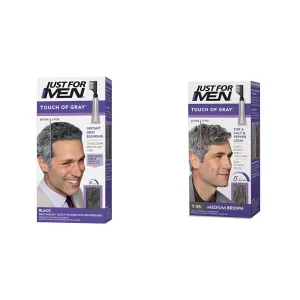 Just For Men Touch of Gray, Mens Hair Color Kit with Comb Applicator & Touch of Gray, Mens Hair Color Kit with Comb Applicator for Easy Application, Great for a Salt and Pepper Look