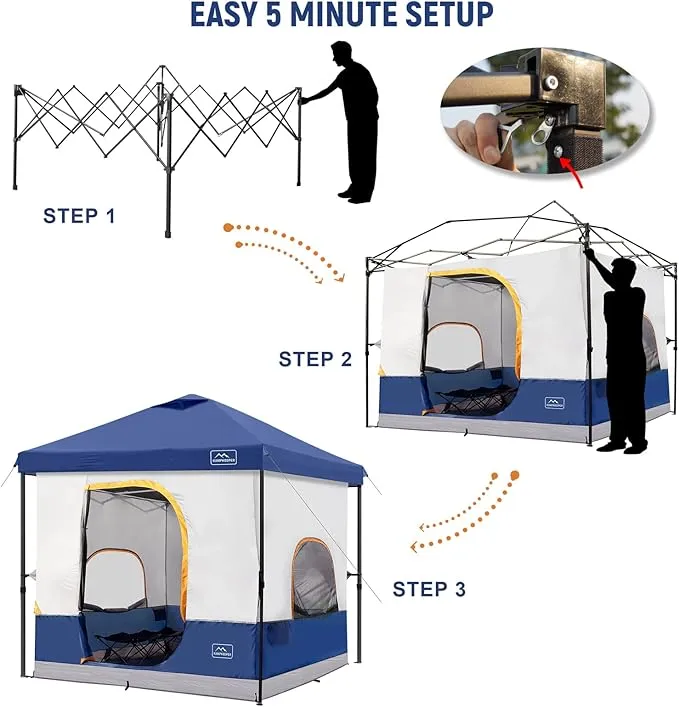KAMPKEEPER 6 Person Camping Tent, 10x10 Pop Up Canopy Tent with Camping Cube, Converts 10'x10' Straight Leg Canopy into Camping Inner Tent–Fully Vented Roof(Canopy & Frame Included)