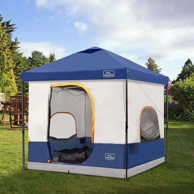 KAMPKEEPER 6 Person Camping Tent, 10x10 Pop Up Canopy Tent with Camping Cube, Converts 10'x10' Straight Leg Canopy into Camping Inner Tent–Fully Vented Roof(Canopy & Frame Included)