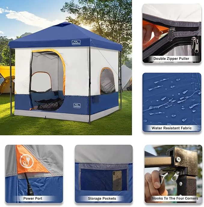 KAMPKEEPER 6 Person Camping Tent, 10x10 Pop Up Canopy Tent with Camping Cube, Converts 10'x10' Straight Leg Canopy into Camping Inner Tent–Fully Vented Roof(Canopy & Frame Included)